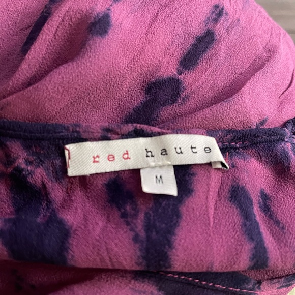 Tie-Dye Purple and Pink Silk L/S Blouse. Drape Front Bohemian Feel - Picture 6 of 8